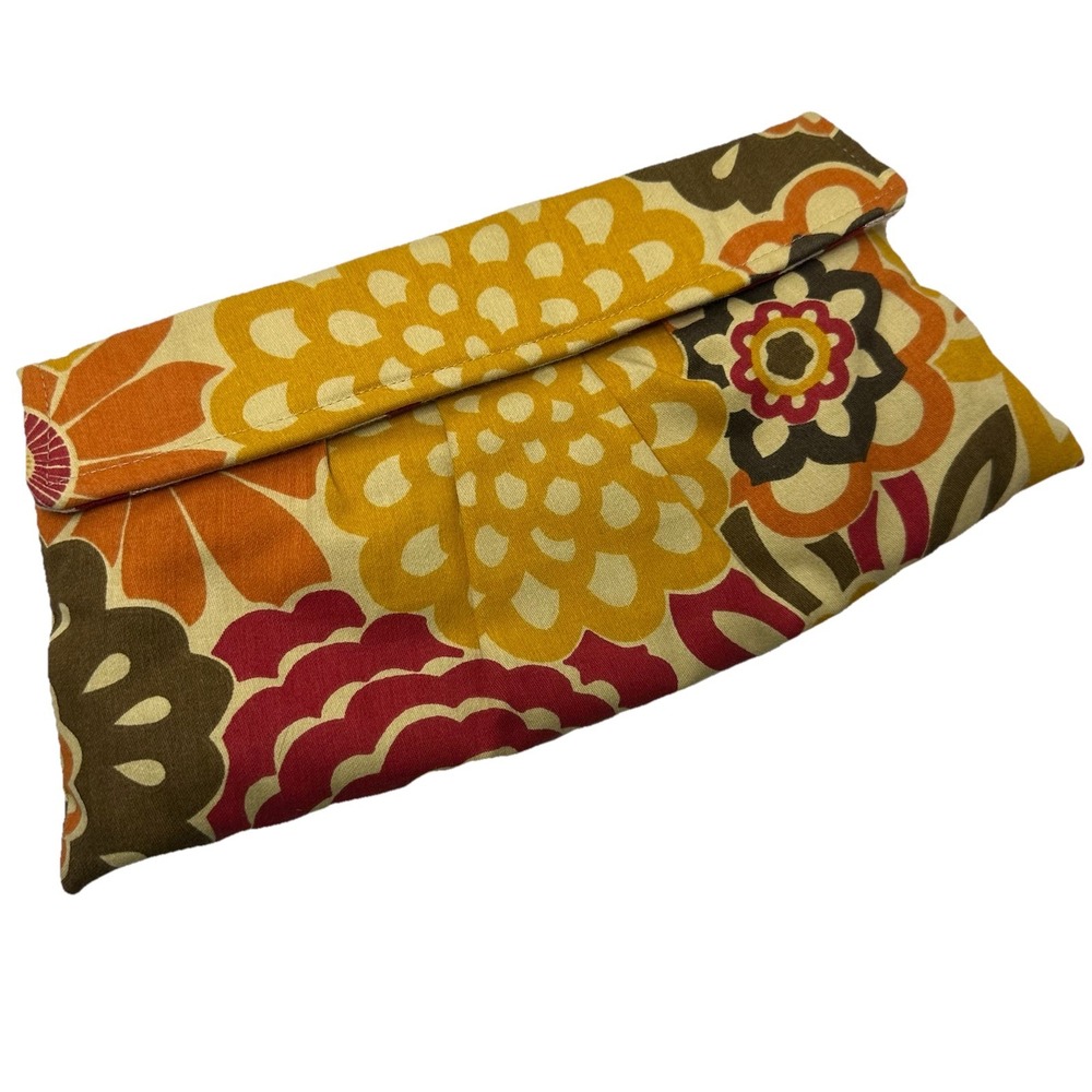 Sew Few Clutch Purse Colorful Floral Excellent Condition Cloth Handbag